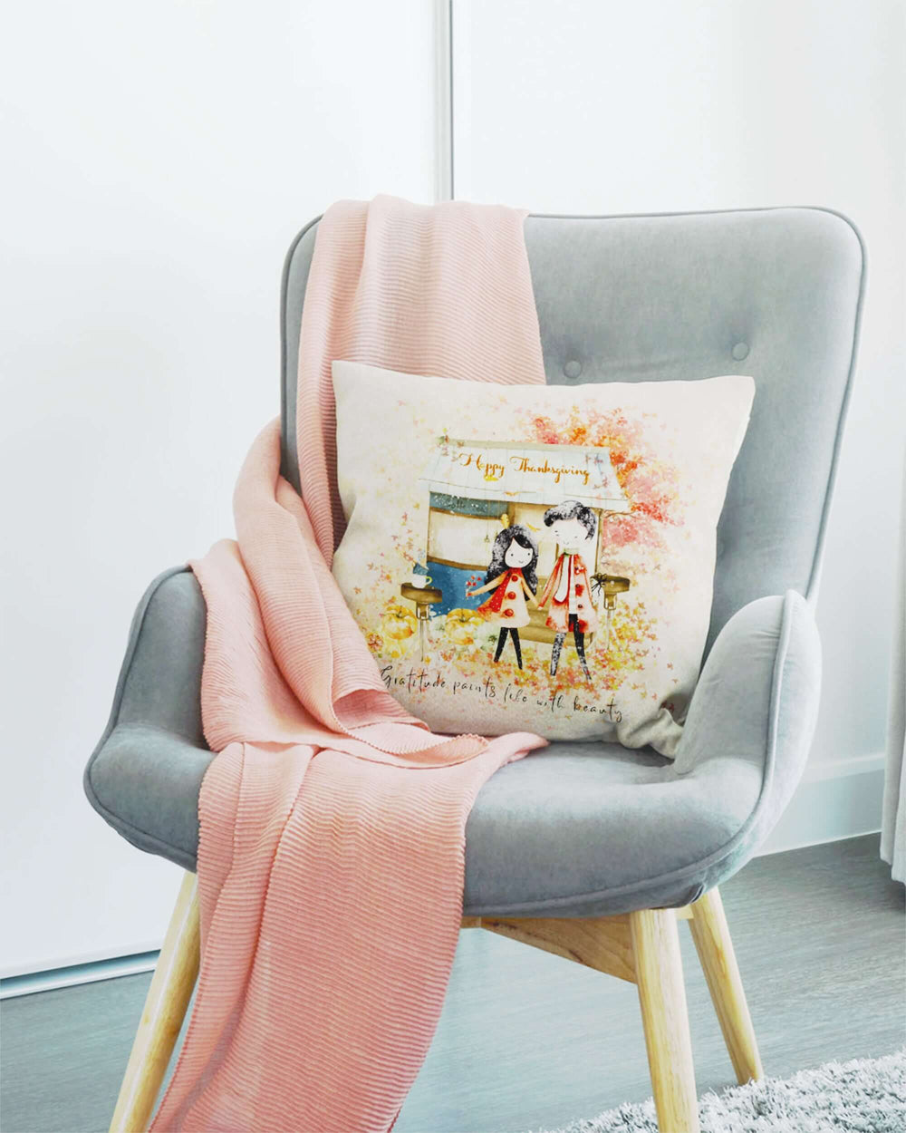 Happy Thanksgiving Gratitude Pillow | Autumn Decor, Throw Pillows, $ 45.00, A Moment Of Now™