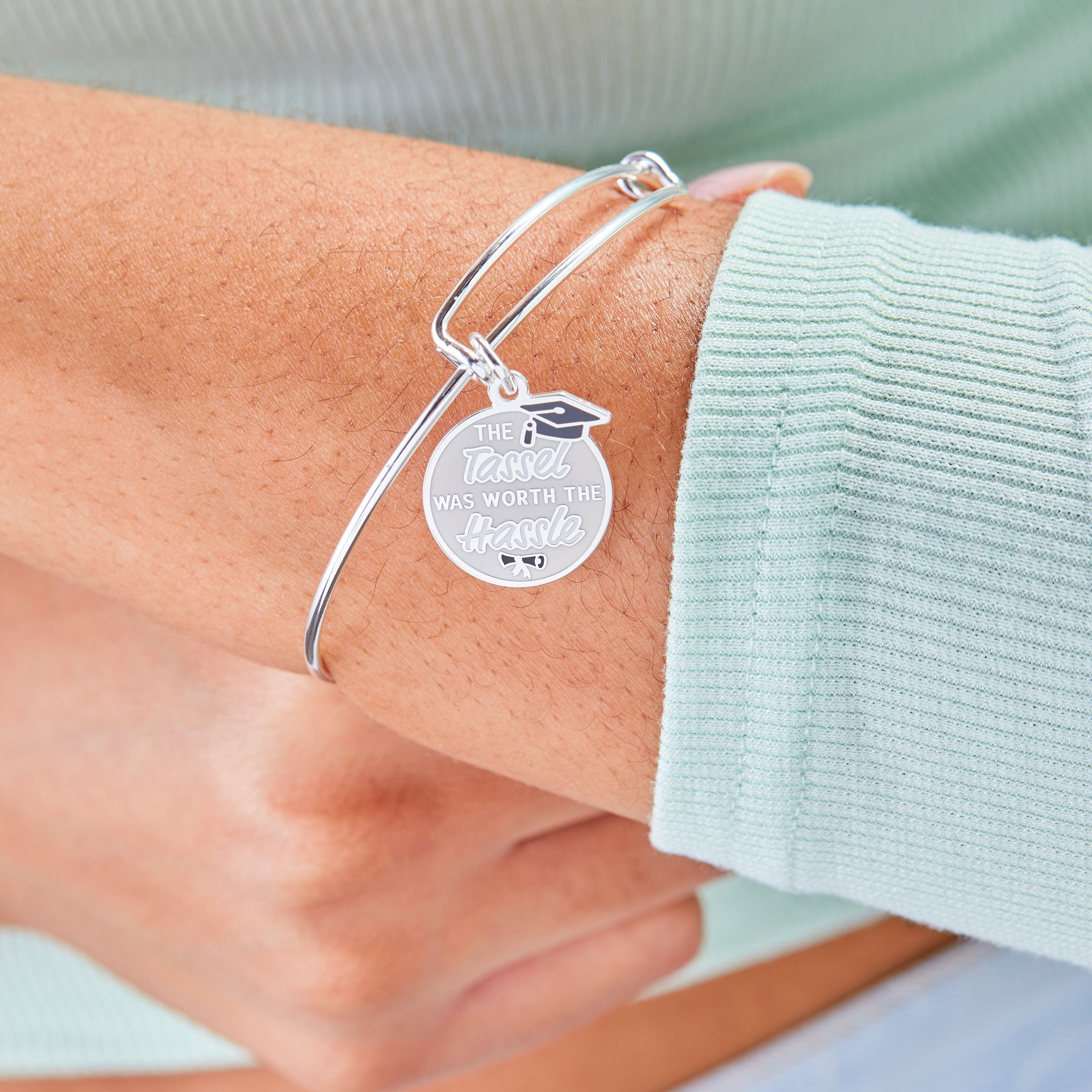 'The Tassel was Worth the Hassle' Graduation Charm Bangle, Bracelets, $ 28.00, A Moment Of Now™