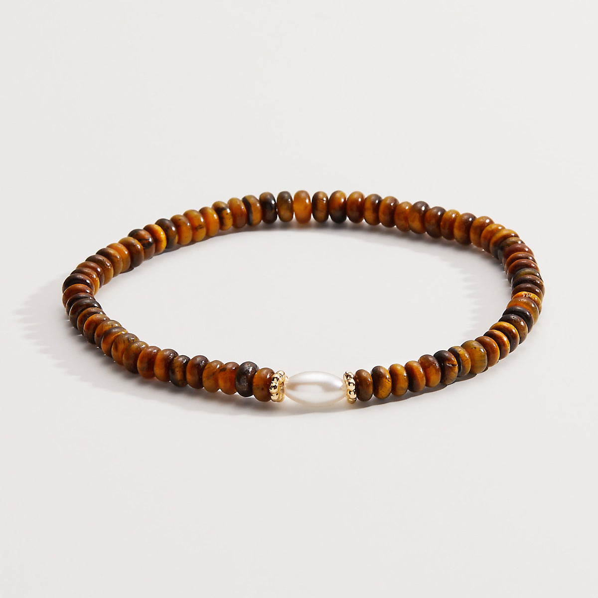 Tiger's Eye and Pearl Stretch Bracelet, Bracelets, $ 13.90, A Moment Of Now™