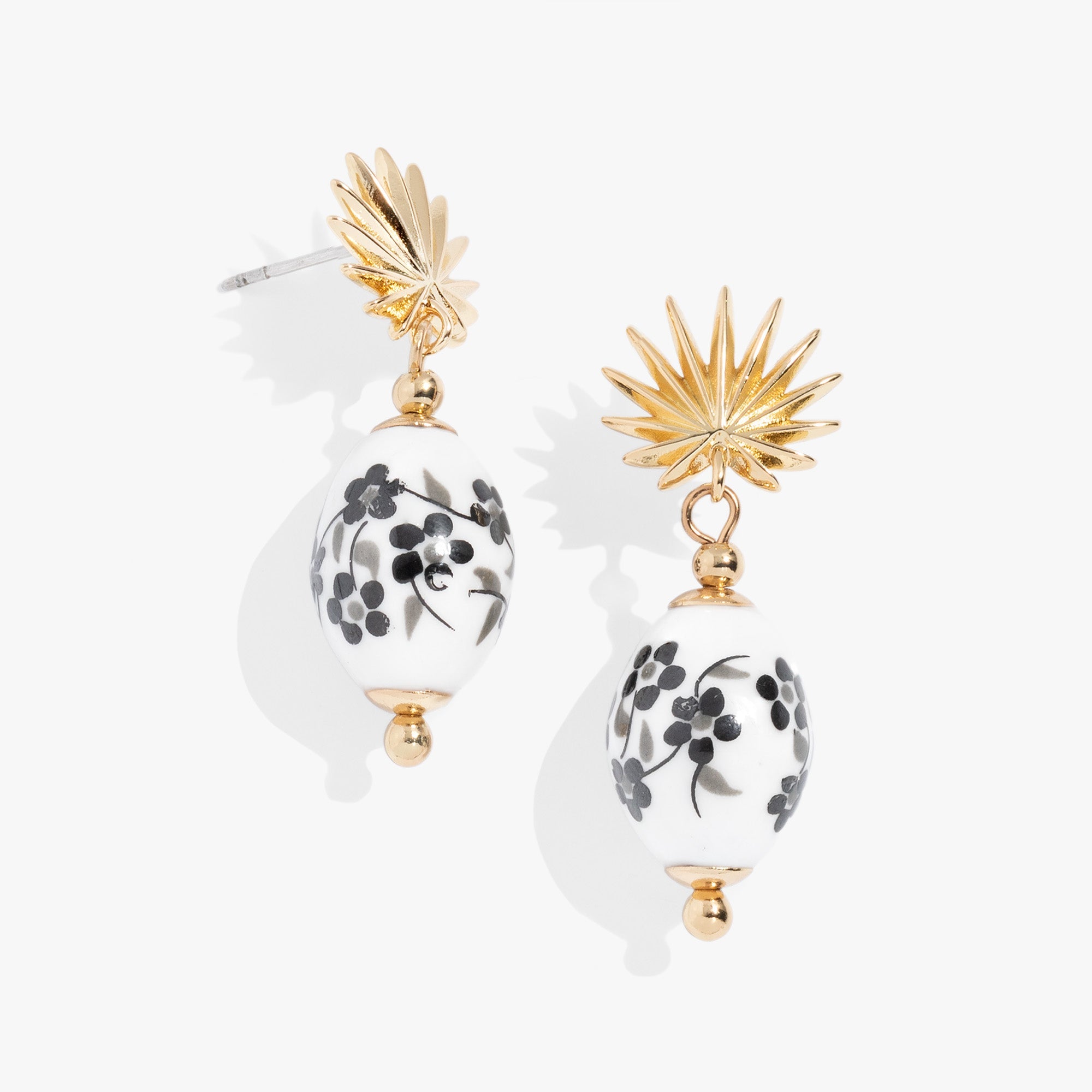 Toile and Palm Drop Earrings, Earrings, $ 38.00, A Moment Of Now™