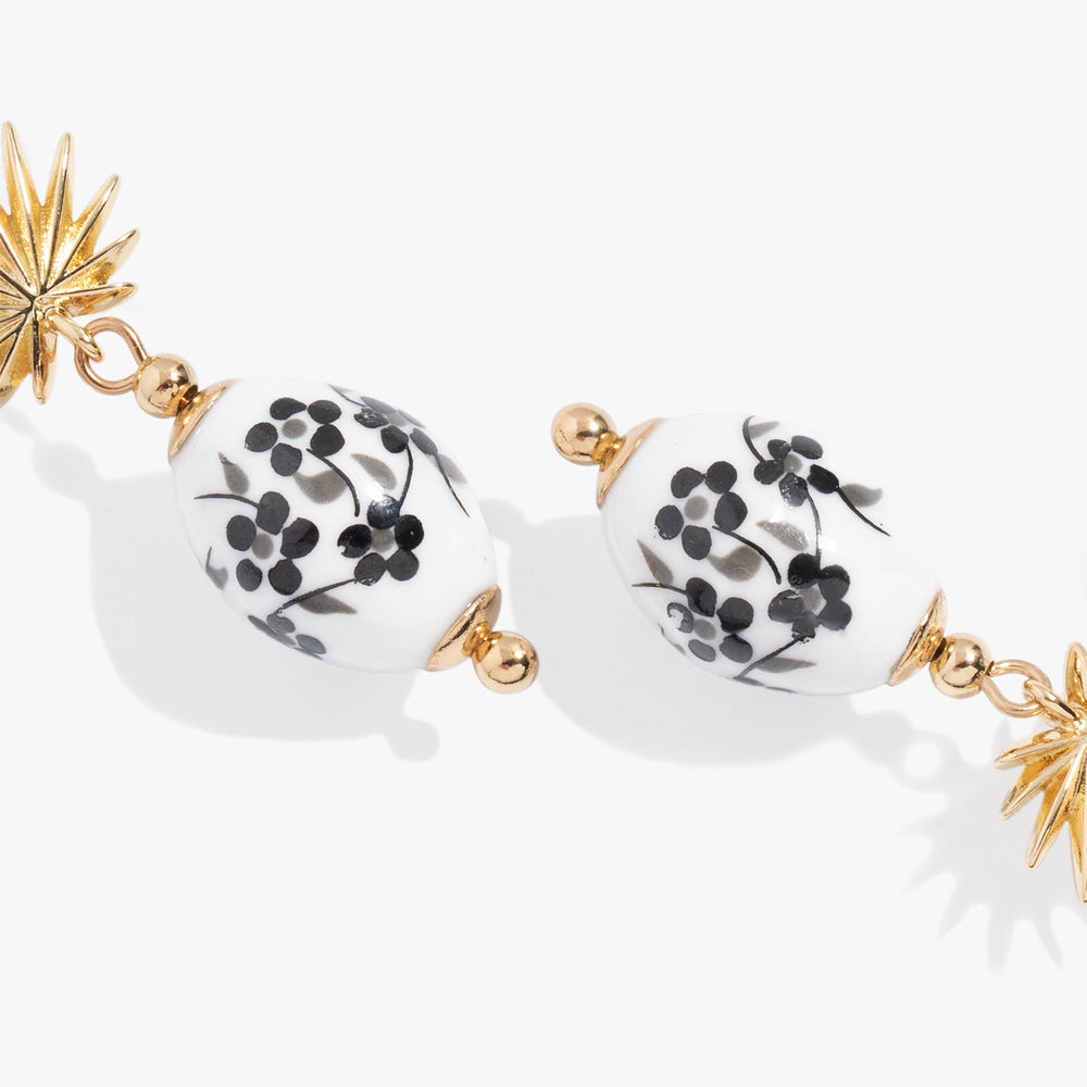 Toile and Palm Drop Earrings, Earrings, $ 38.00, A Moment Of Now™