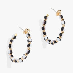 Toile Beaded Hoop Earrings, Earrings, $ 29.90, A Moment Of Now™