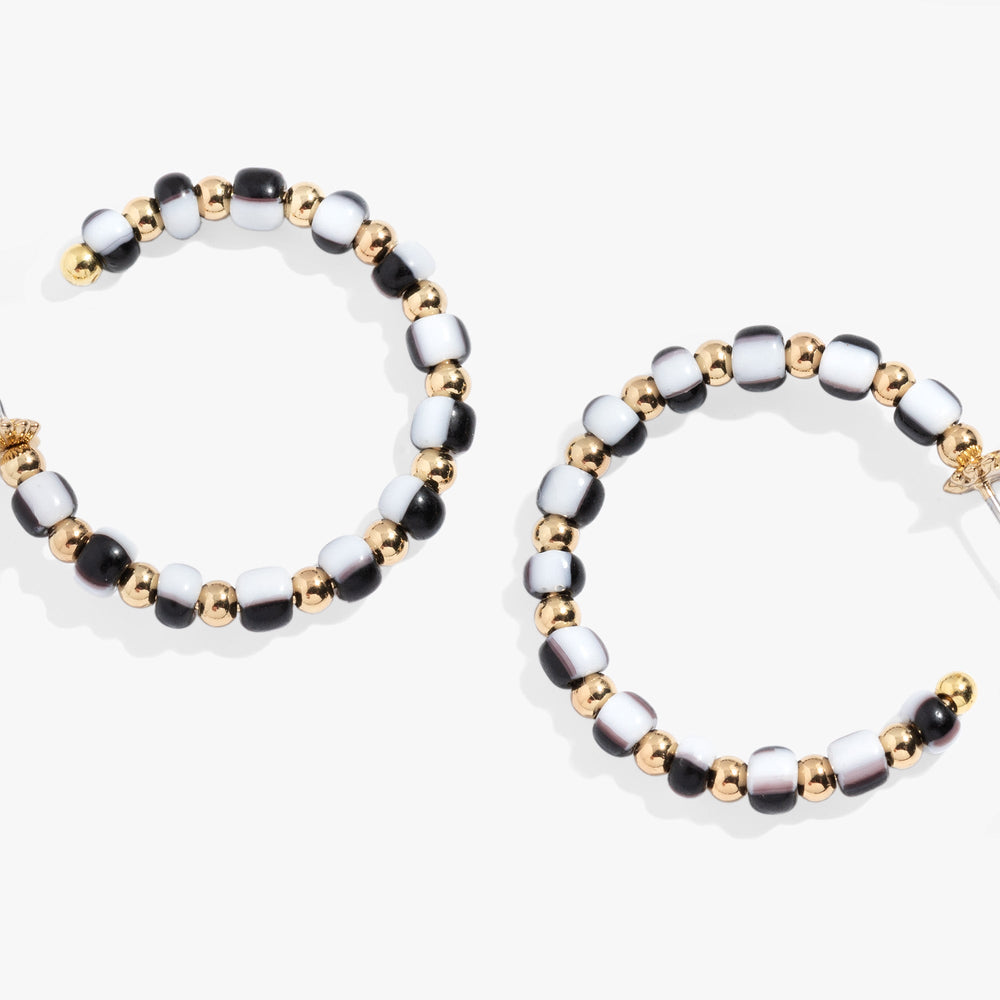 Toile Beaded Hoop Earrings, Earrings, $ 29.90, A Moment Of Now™