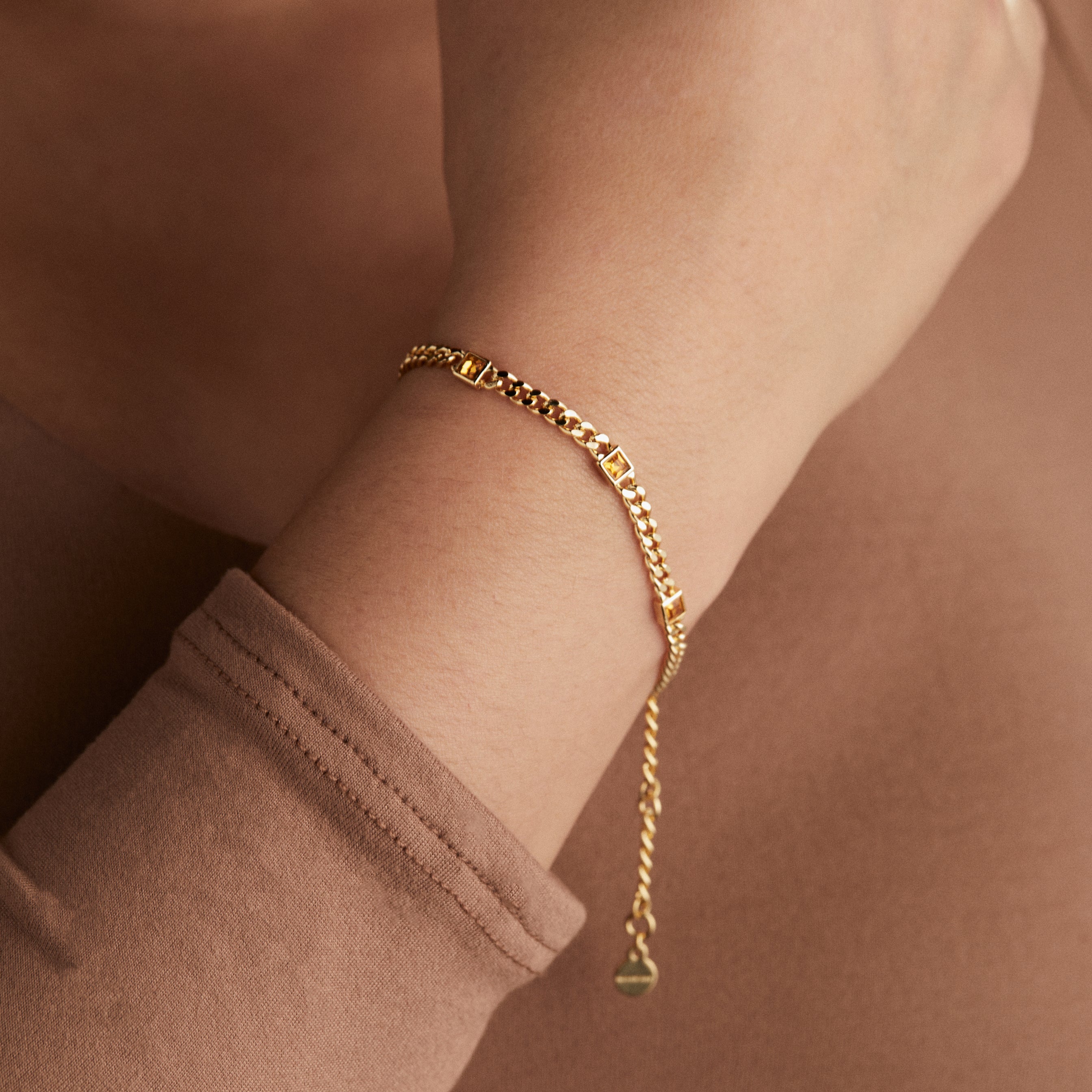 November Birthstone Topaz Curb Chain Bracelet, Bracelets, $ 28.00, A Moment Of Now™