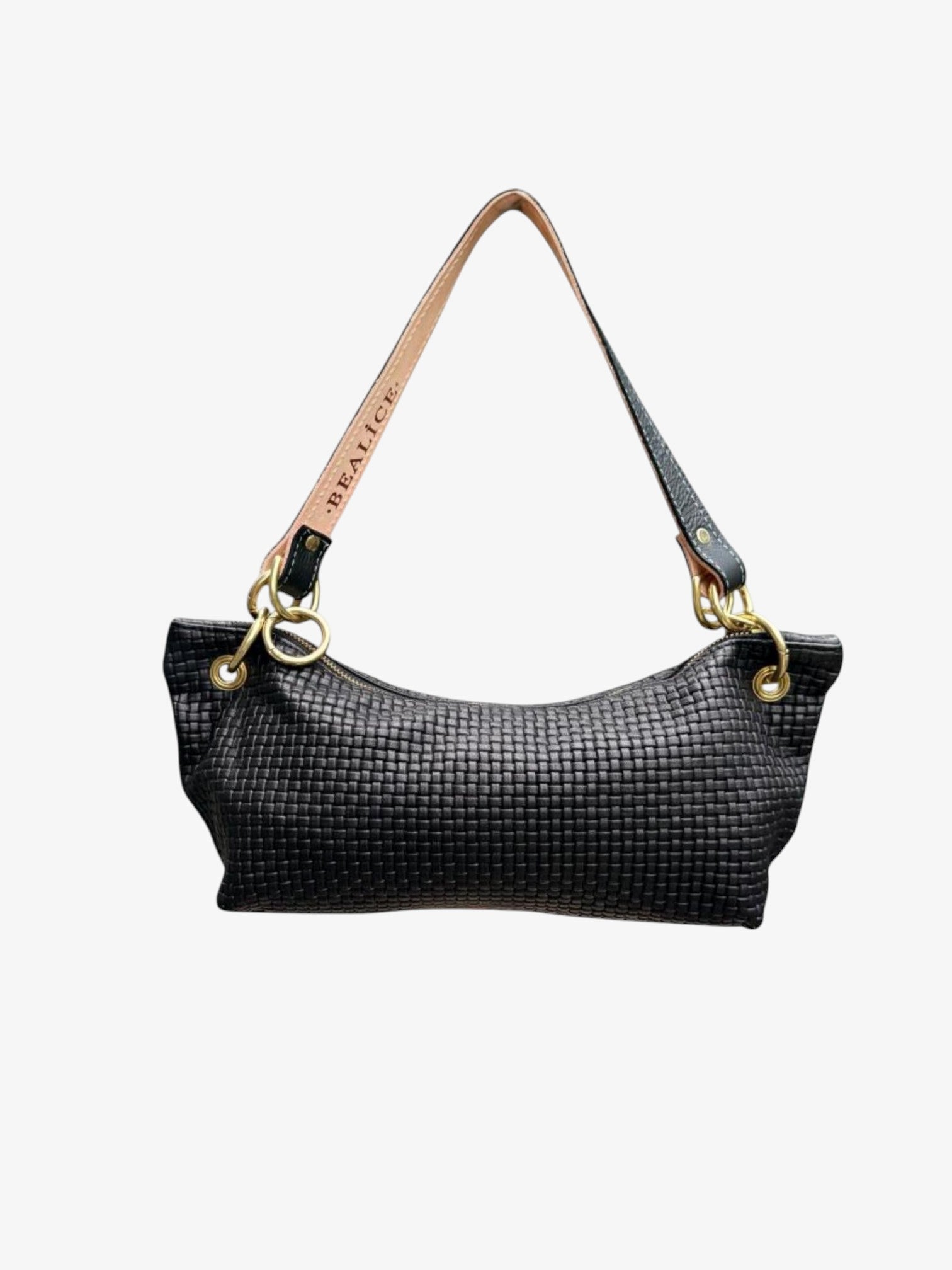 Blair Shoulder Bag, Black Embossed Leather