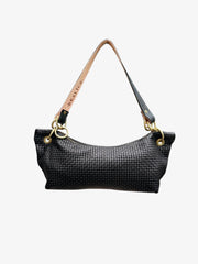 Blair Shoulder Bag, Black Embossed Leather
