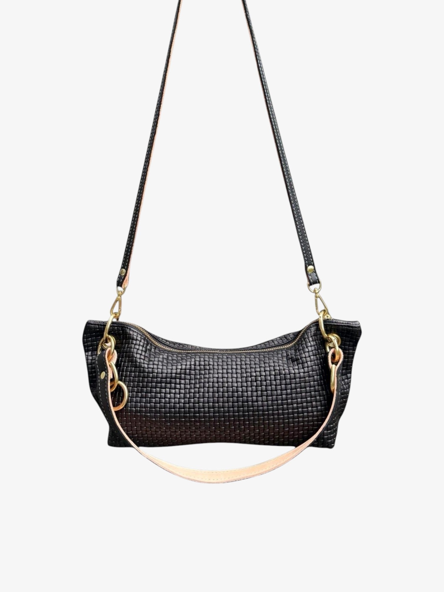 Blair Shoulder Bag, Black Embossed Leather