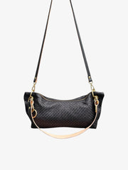 Blair Shoulder Bag, Black Embossed Leather