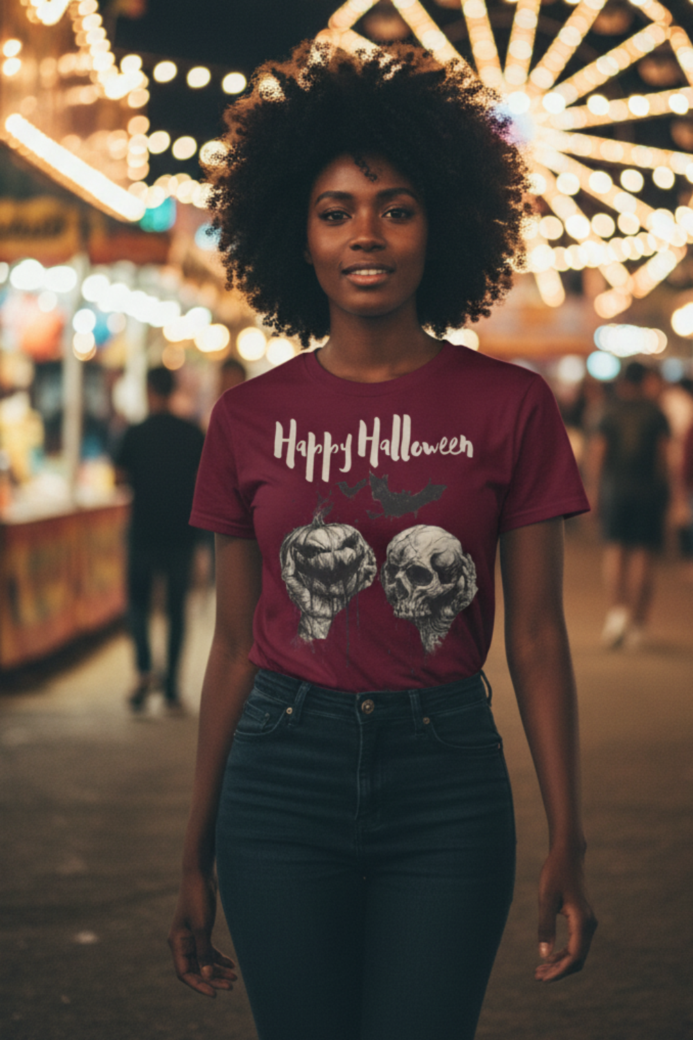 Skull & Jack O'Lantern Tee | Spooky Vintage Halloween Shirt