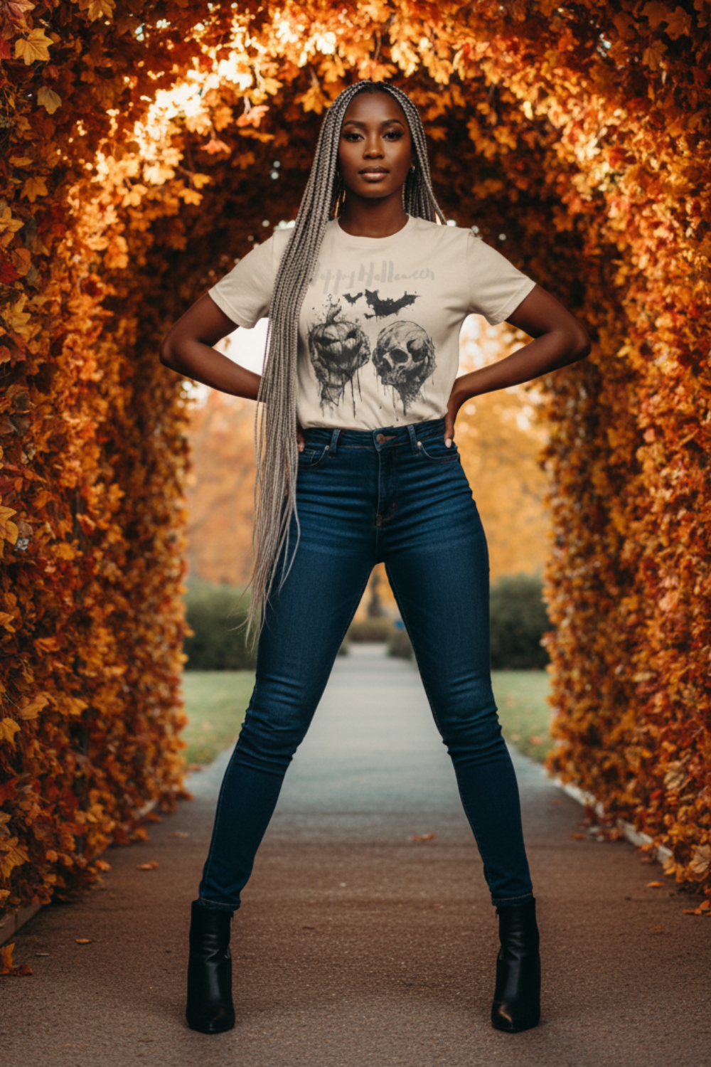 Skull & Jack O'Lantern Tee | Spooky Vintage Halloween Shirt