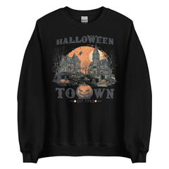 Spooky Halloween Haunted Town Sweatshirt for Fall, Sweatshirts, $ 38.00, A Moment Of Now™