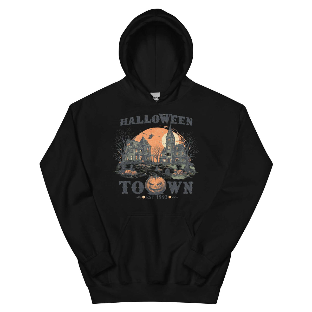 Spooky Halloween Haunted Town Hoodie - Cozy & Fun, Hoodies, $ 47.00, A Moment Of Now™