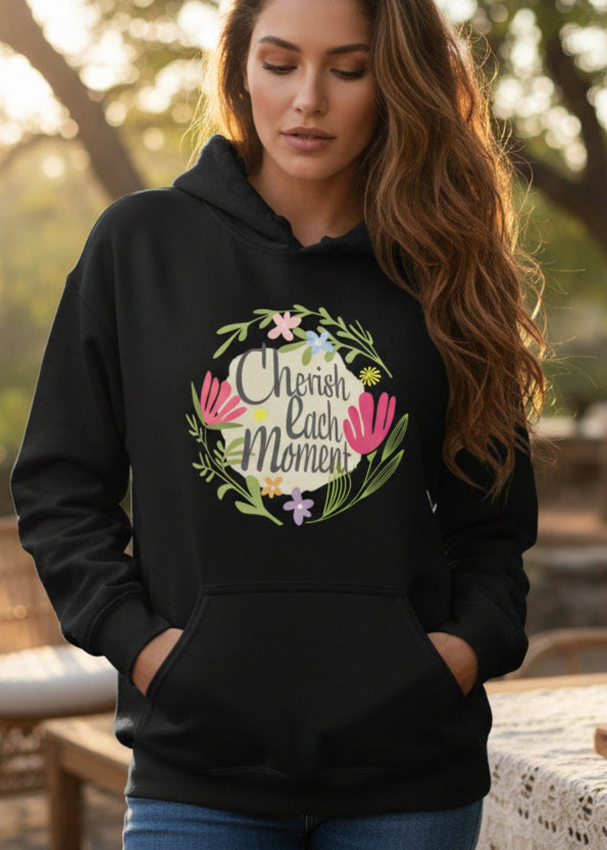 Cherish Each Moment Spring Flowers Hoodie | A Moment Of Now™, Hoodie, $ 41.50, A Moment Of Now™