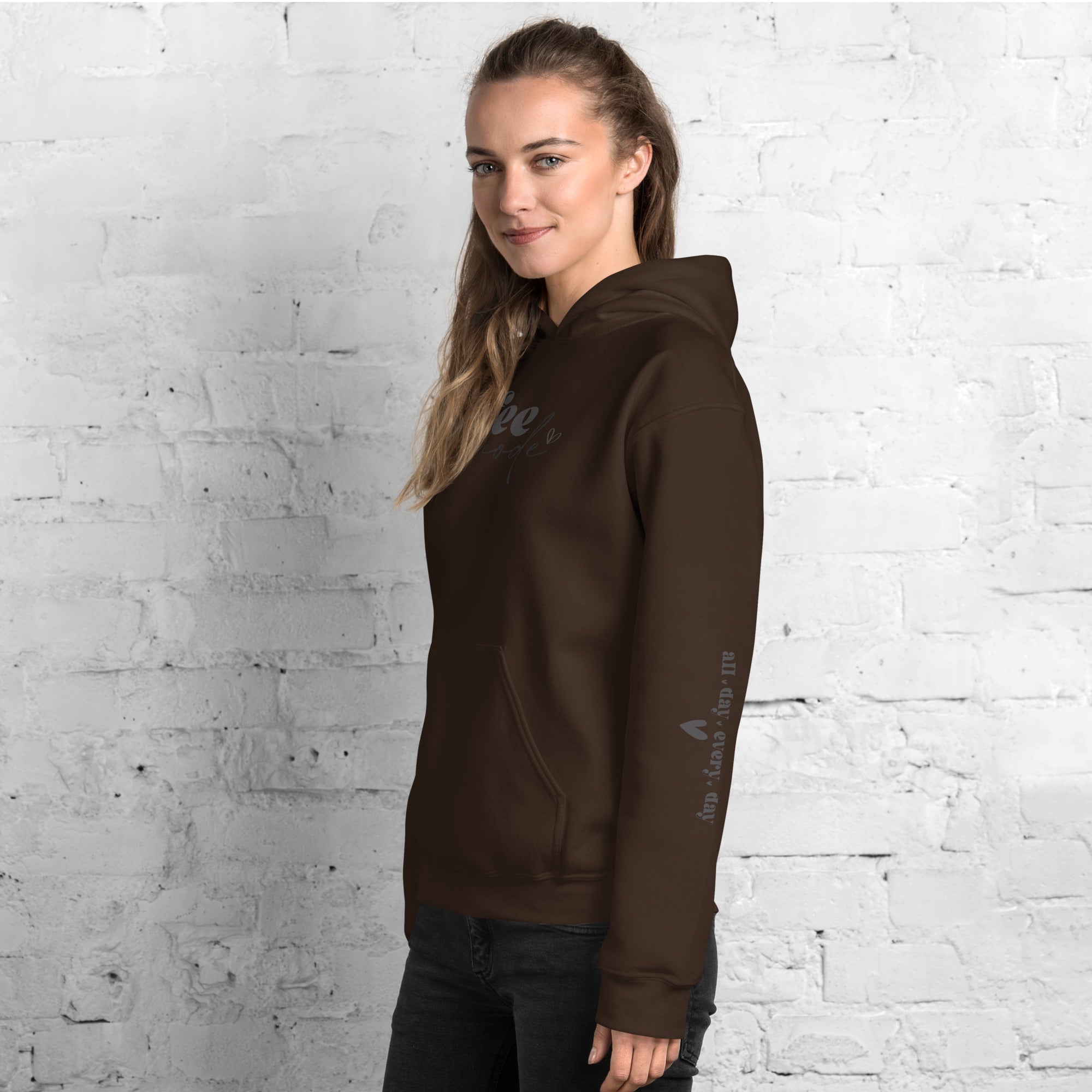 Shop Coffee Mode All Day Every Day Graphic Statement Unisex Hoodie , Hoodies, USA Boutique