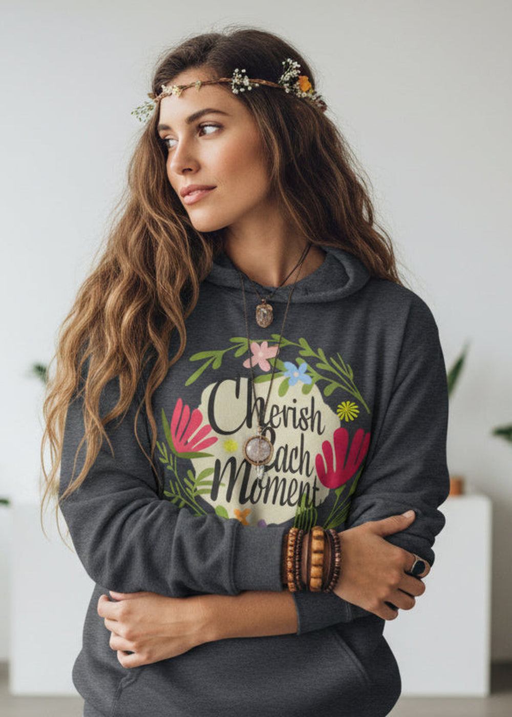 Cherish Each Moment Spring Flowers Hoodie | A Moment Of Now™, Hoodie, $ 41.50, A Moment Of Now™
