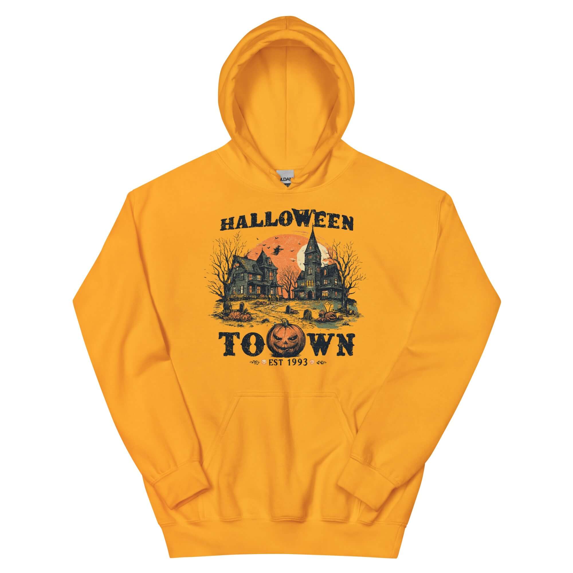 Spooky Halloween Haunted Town Hoodie - Cozy & Fun, Hoodies, $ 47.00, A Moment Of Now™