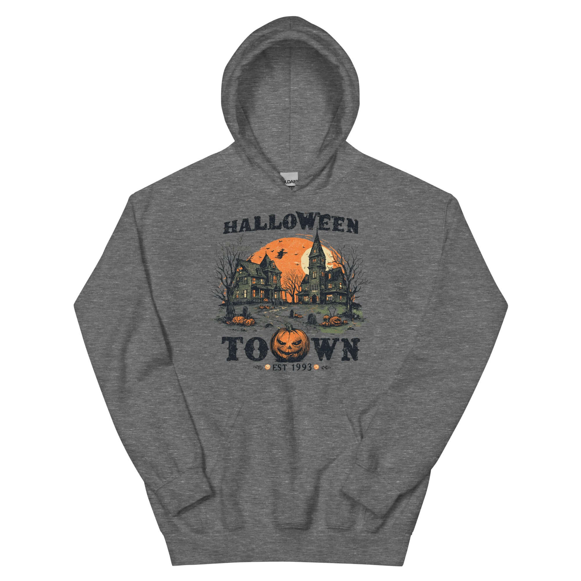 Spooky Halloween Haunted Town Hoodie - Cozy & Fun, Hoodies, $ 47.00, A Moment Of Now™