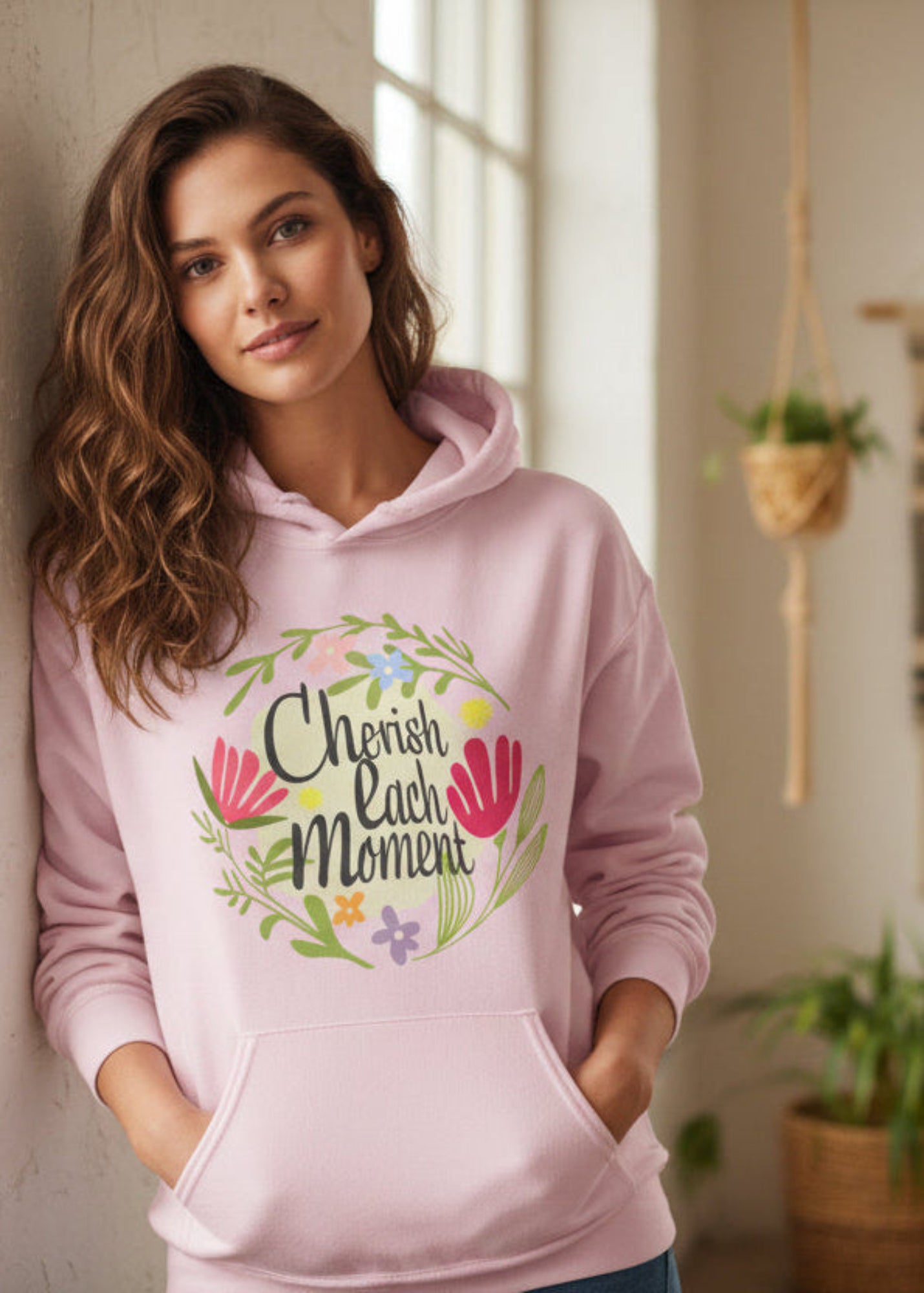 Cherish Each Moment Spring Flowers Hoodie | A Moment Of Now™, Hoodie, $ 41.50, A Moment Of Now™