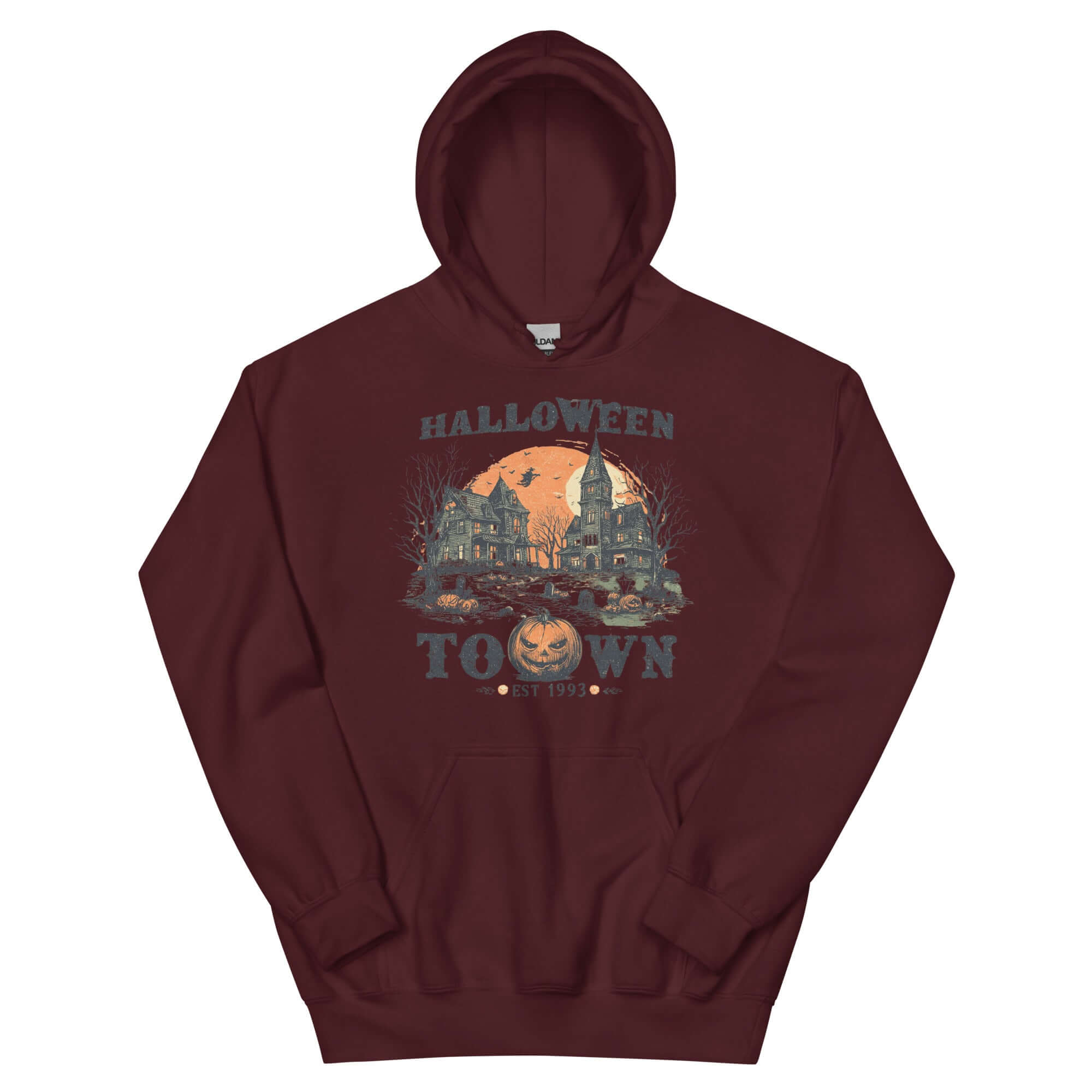 Spooky Halloween Haunted Town Hoodie - Cozy & Fun, Hoodies, $ 47.00, A Moment Of Now™