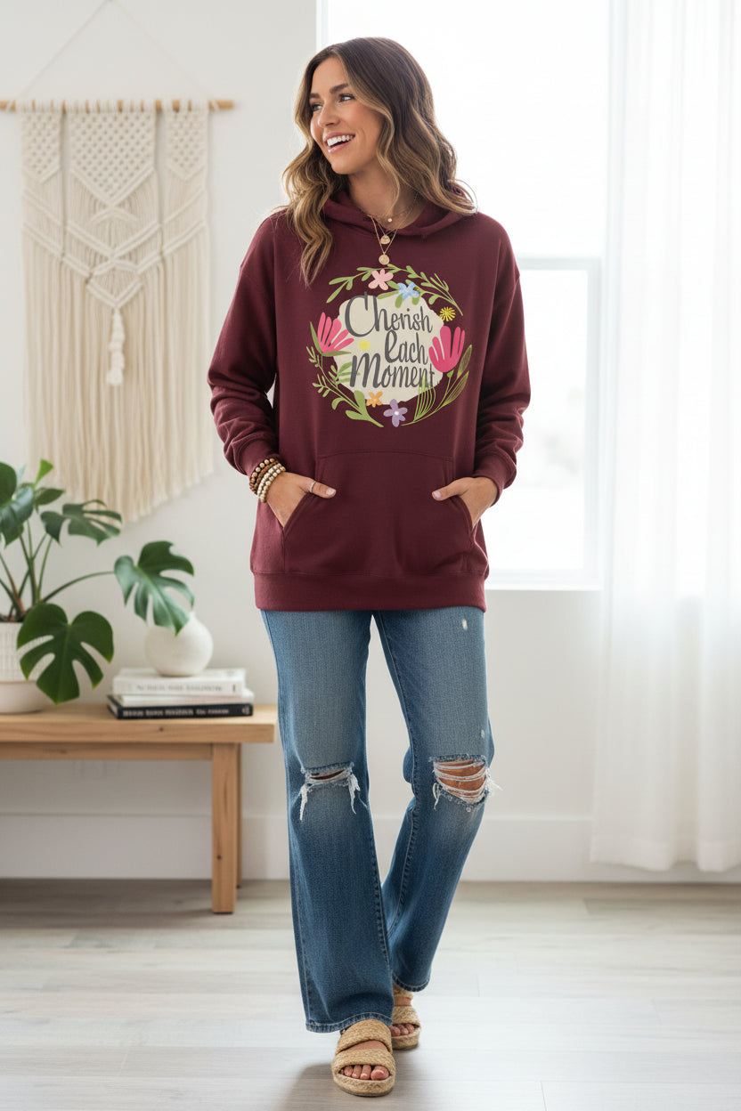 Cherish Each Moment Spring Flowers Hoodie | A Moment Of Now™, Hoodie, $ 41.50, A Moment Of Now™