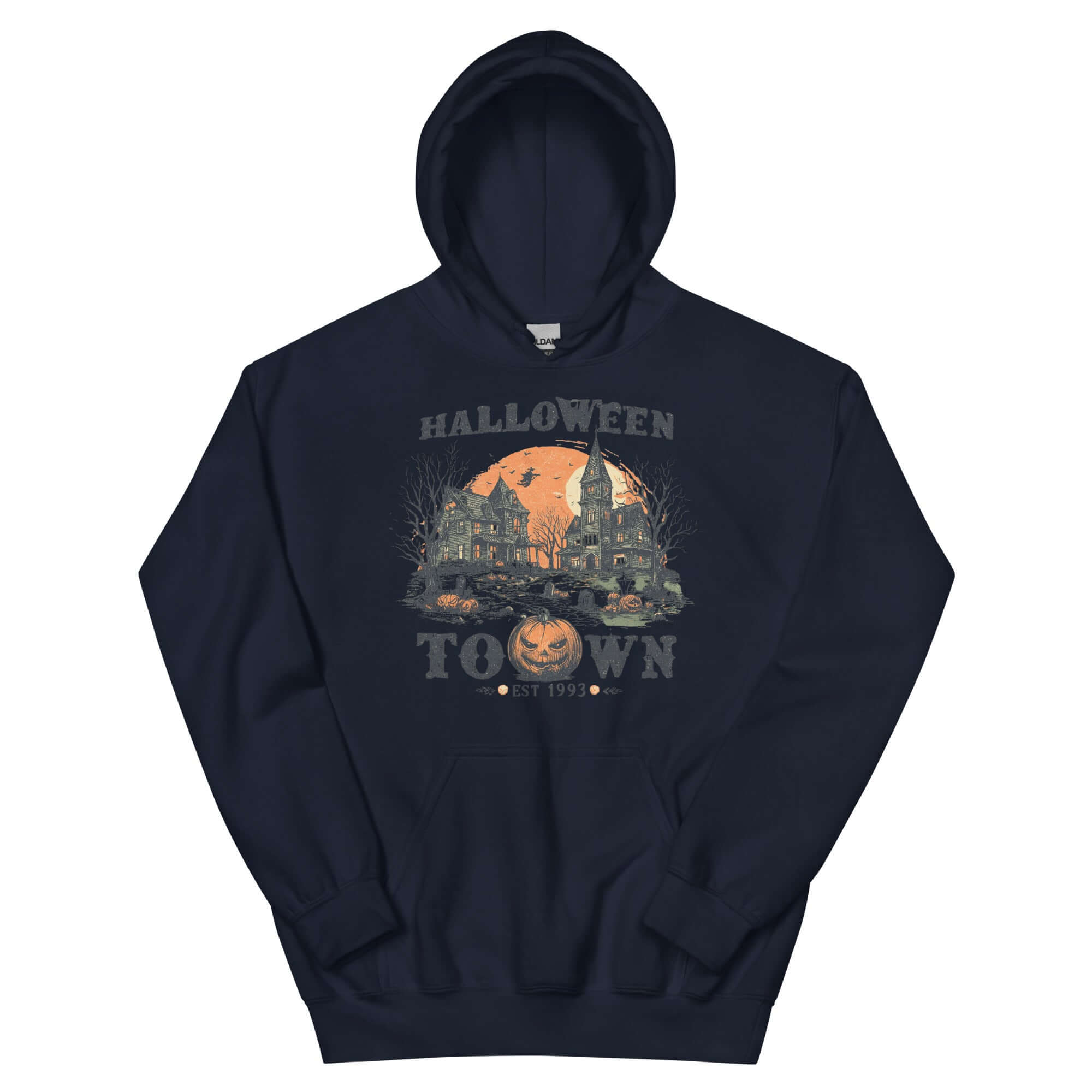 Spooky Halloween Haunted Town Hoodie - Cozy & Fun, Hoodies, $ 47.00, A Moment Of Now™