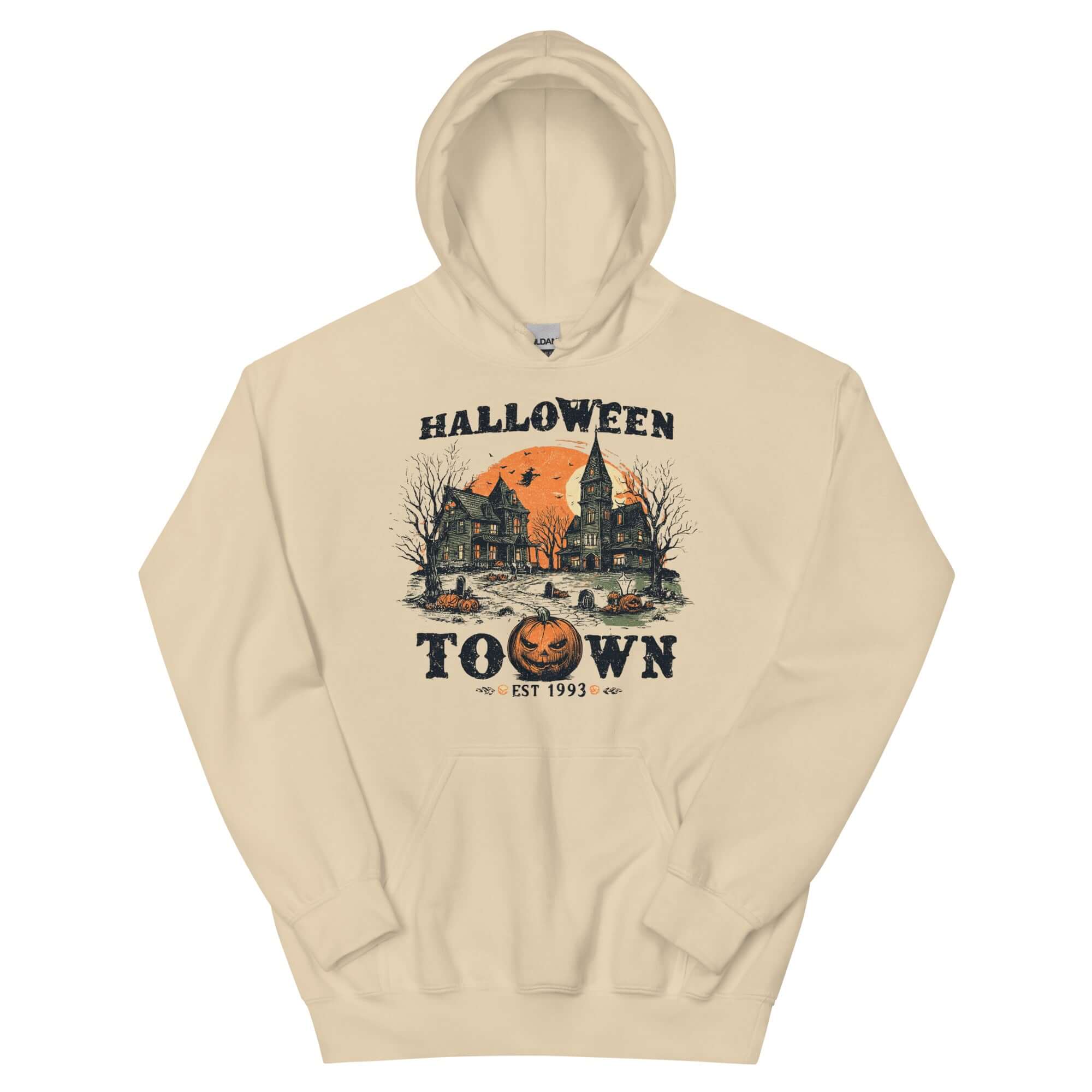 Spooky Halloween Haunted Town Hoodie - Cozy & Fun, Hoodies, $ 47.00, A Moment Of Now™