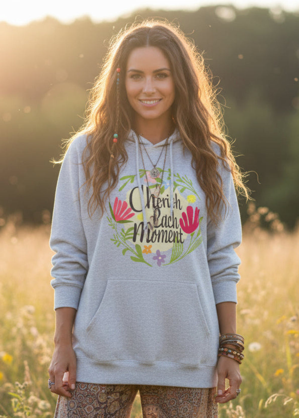 Cherish Each Moment Spring Flowers Hoodie | A Moment Of Now™, Hoodie, $ 41.50, A Moment Of Now™