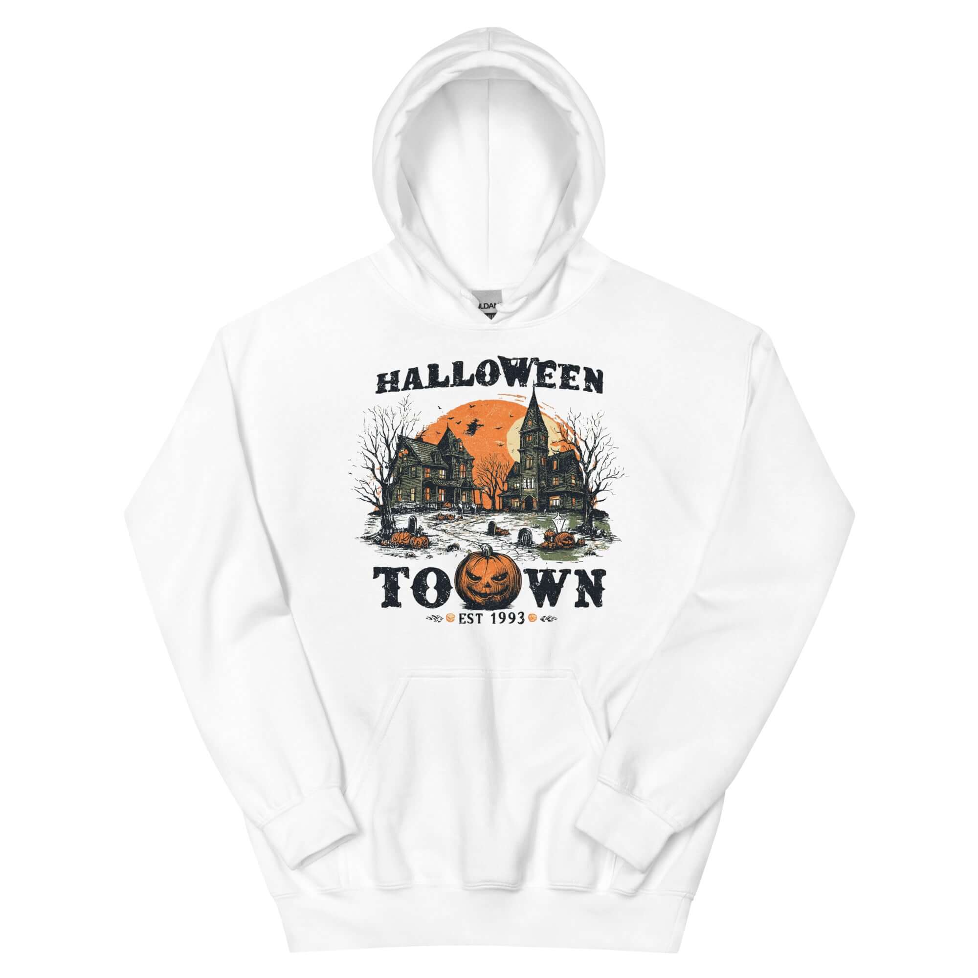 Spooky Halloween Haunted Town Hoodie - Cozy & Fun, Hoodies, $ 47.00, A Moment Of Now™