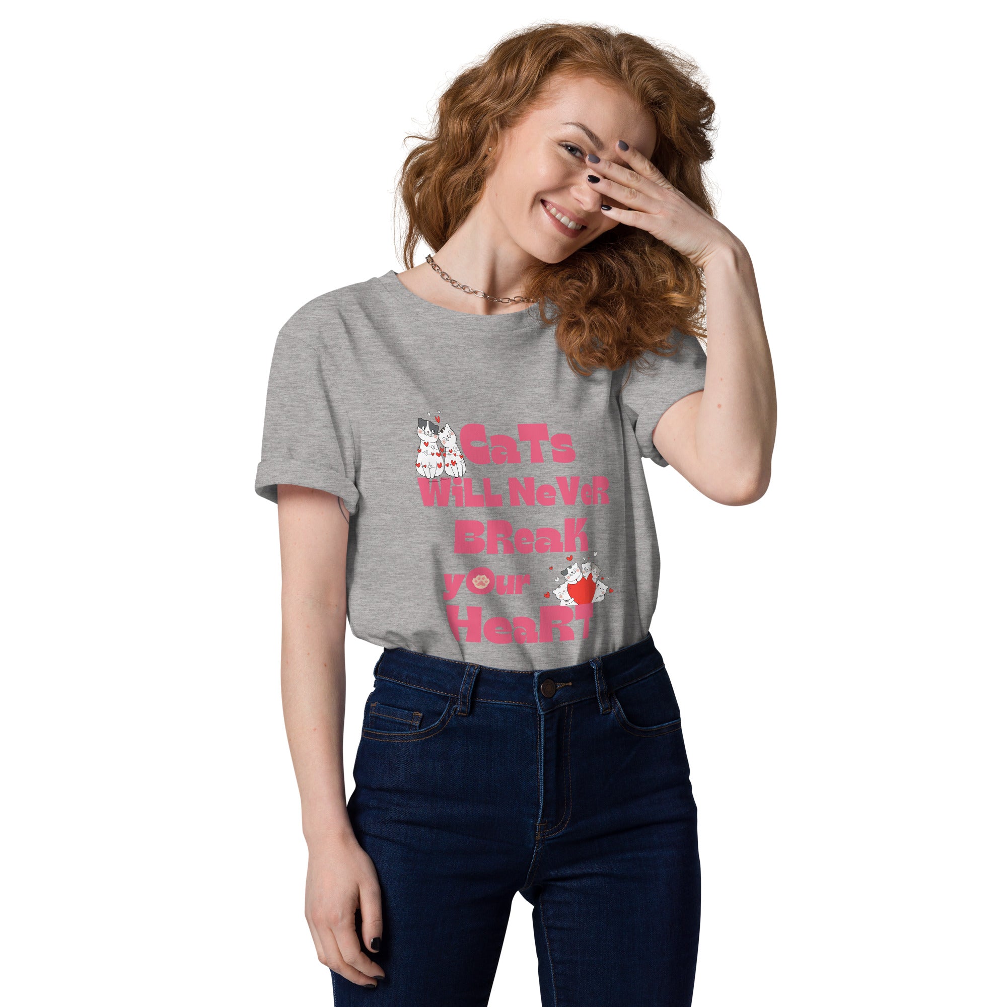 Shop Cats Will Never Break Your Heart Valentine's Organic Cotton T-shirt, T-shirts, USA Boutique