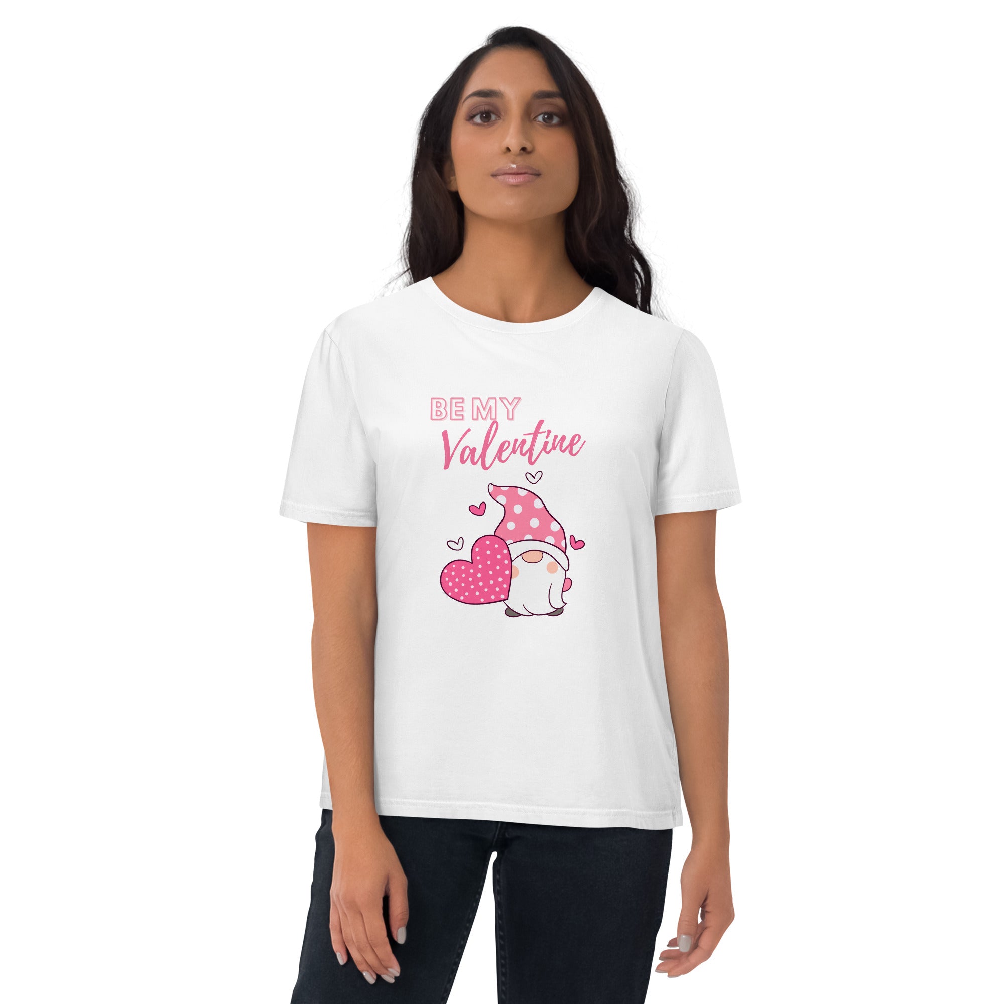 Shop Pink Be My Valentine Gnome Unisex Organic Cotton T-shirt, T-shirts, USA Boutique
