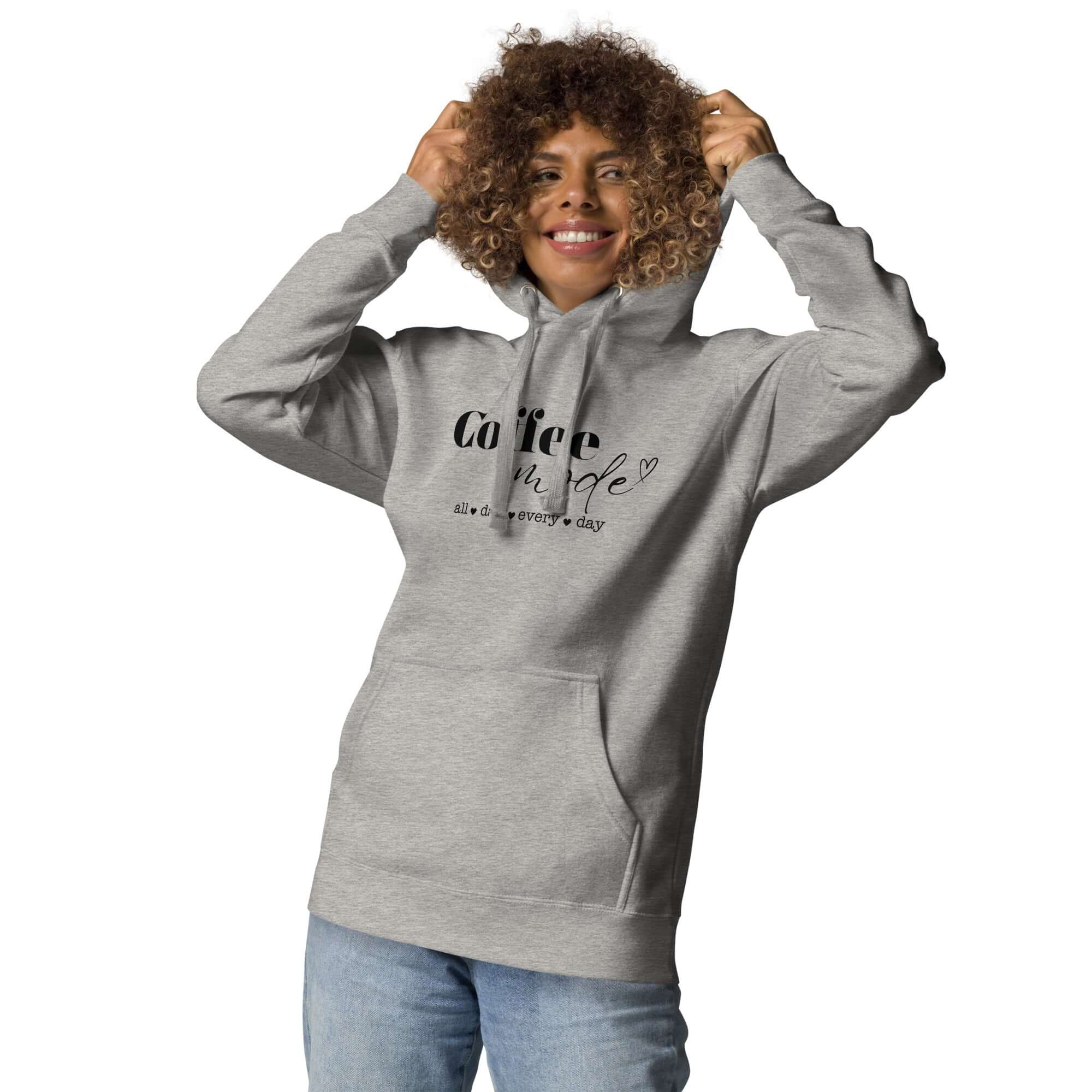 Coffee Mode All Day Every Day Graphic Statement Unisex Hoodie, A Moment Of Now ™, $ 63.00