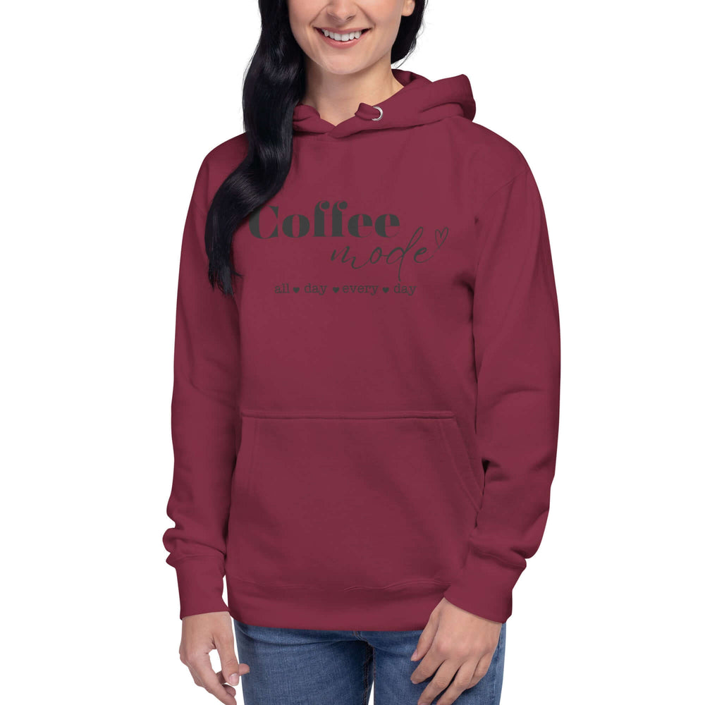 Coffee Mode All Day Every Day Unisex Hoodie, Hoodies, $ 63.00, A Moment Of Now™