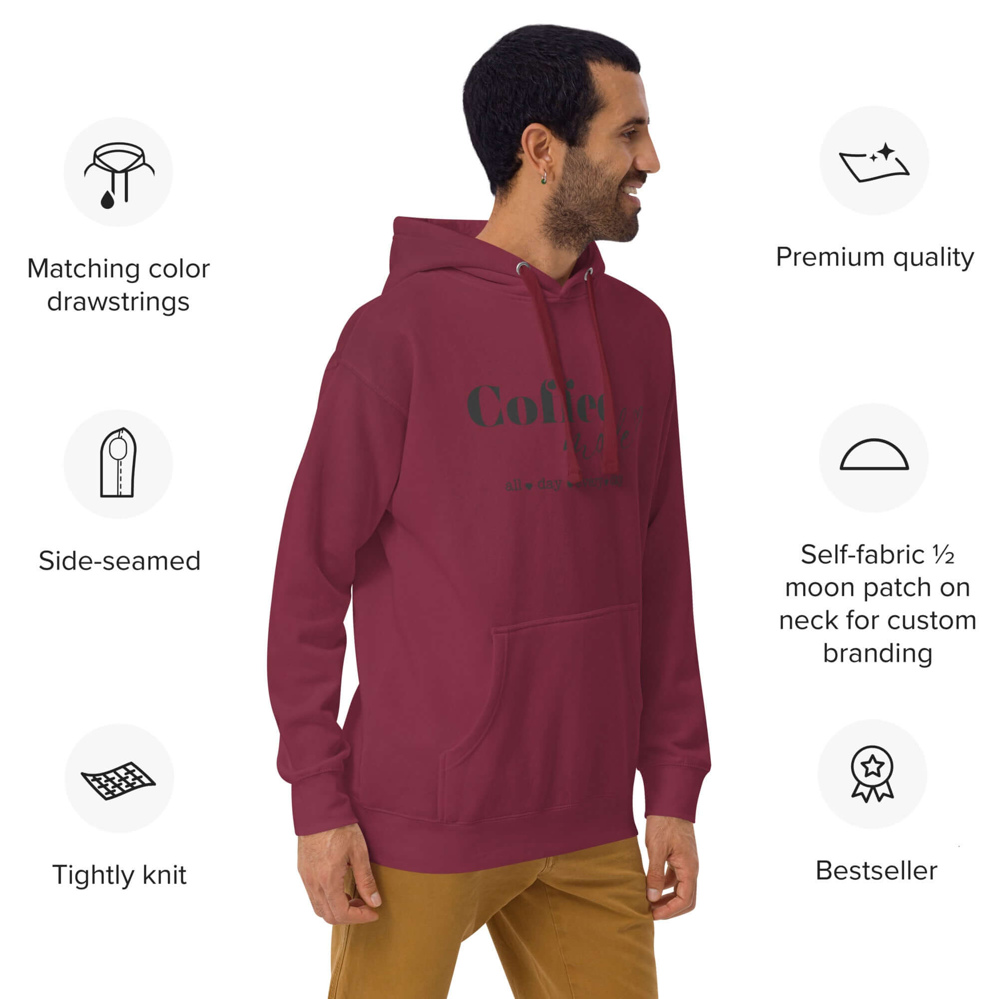 Coffee Mode All Day Every Day Graphic Statement Unisex Hoodie, A Moment Of Now ™, $ 63.00