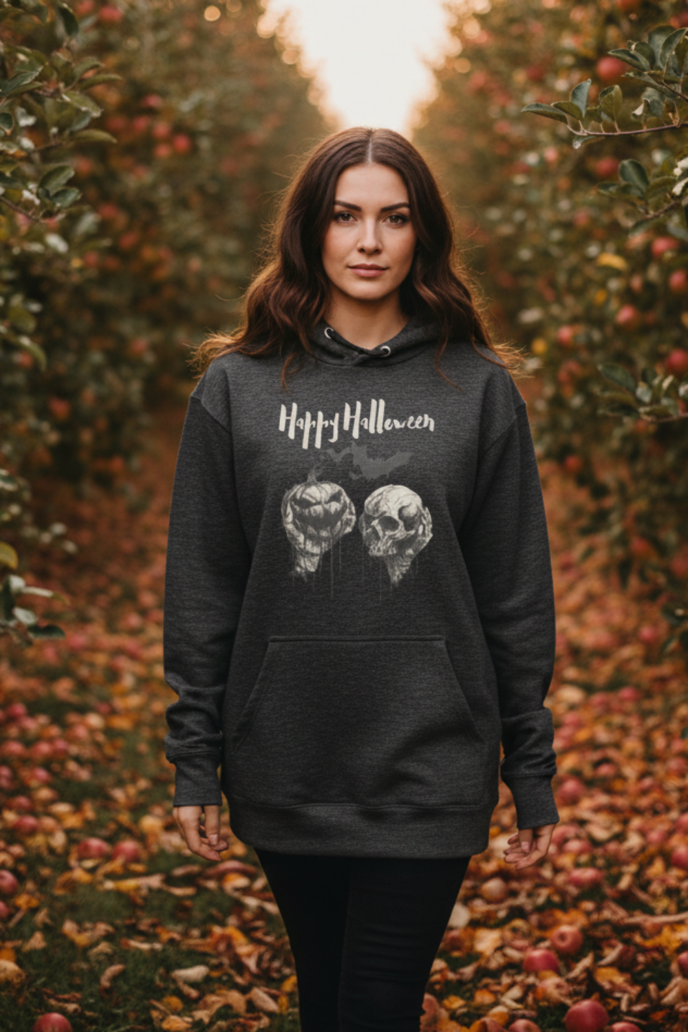 Skull & Jack O'Lantern Hoodie | Spooky Gothic Halloween Sweatshirt