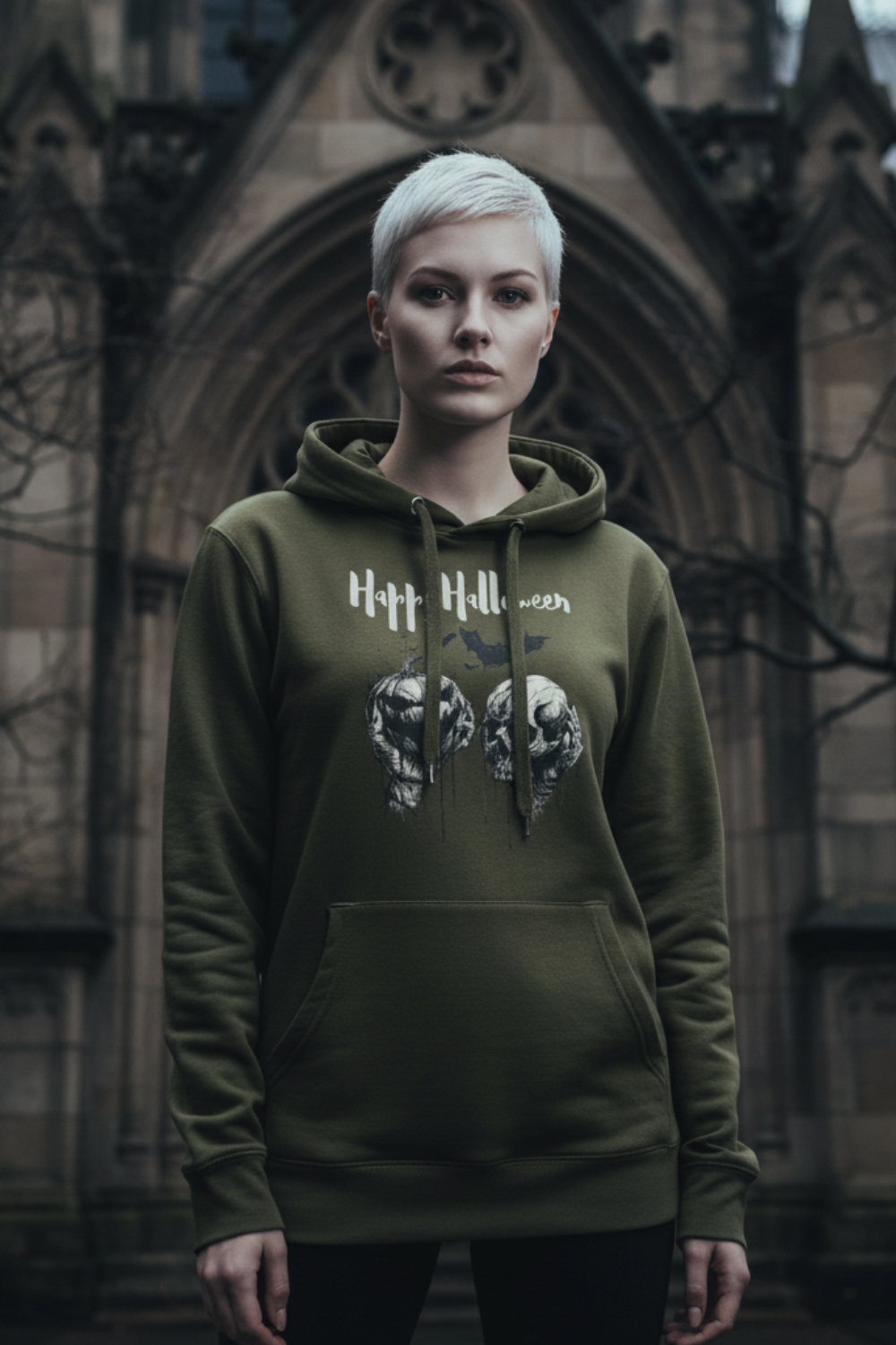 Skull & Jack O'Lantern Hoodie | Spooky Gothic Halloween Sweatshirt