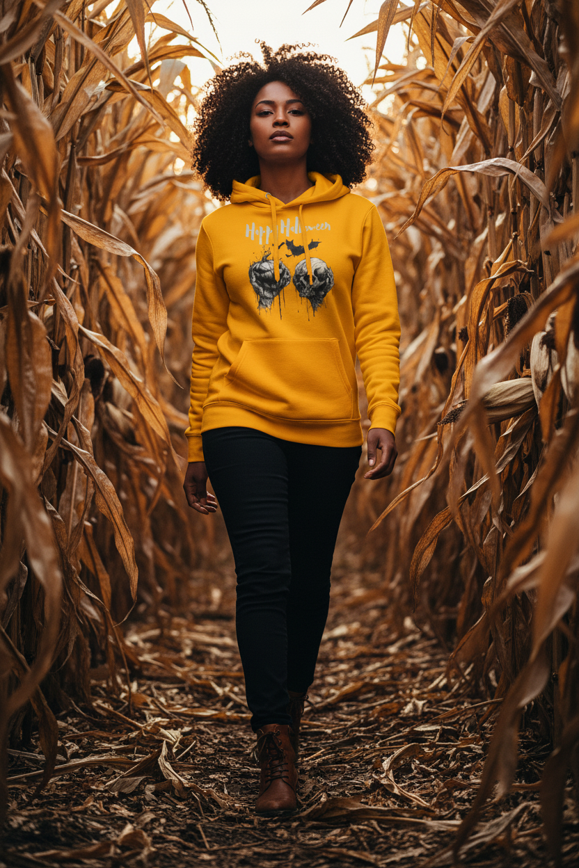 Skull & Jack O'Lantern Hoodie | Spooky Gothic Halloween Sweatshirt