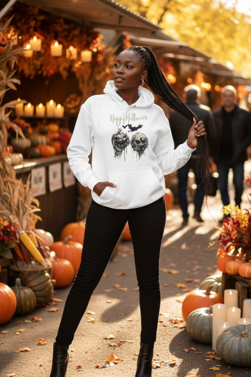 Skull & Jack O'Lantern Hoodie | Spooky Gothic Halloween Sweatshirt