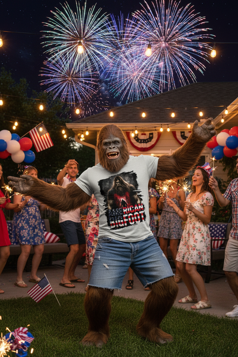 American Bigfoot Graphic Tee – Retro Sasquatch T-Shirt