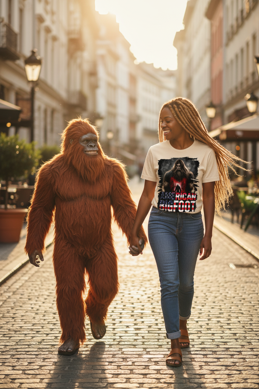 American Bigfoot Graphic Tee – Retro Sasquatch T-Shirt