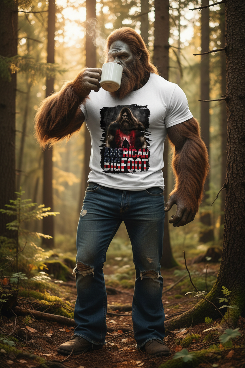 American Bigfoot Graphic Tee – Retro Sasquatch T-Shirt