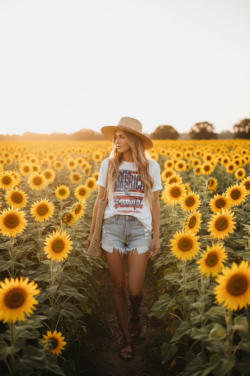 America The Beautiful T-Shirt | Patriotic Graphic Tee | Fourth of July Shirt