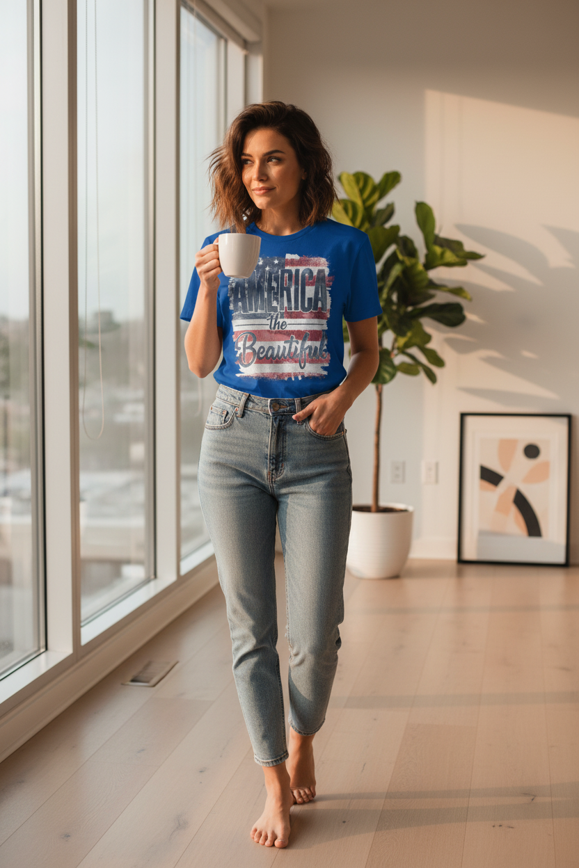America The Beautiful T-Shirt | Patriotic Graphic Tee | Fourth of July Shirt