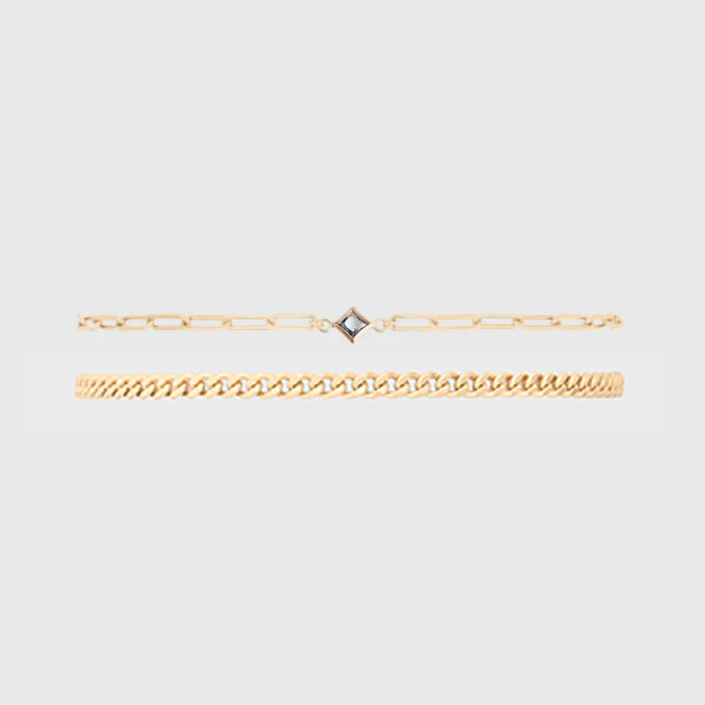 Birthstone Gabi Curb Bracelet Stack | 14K Gold Filled, Bracelets, $ 128.00, A Moment Of Now™