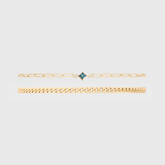 Birthstone Gabi Curb Bracelet Stack | 14K Gold Filled, Bracelets, $ 128.00, A Moment Of Now™
