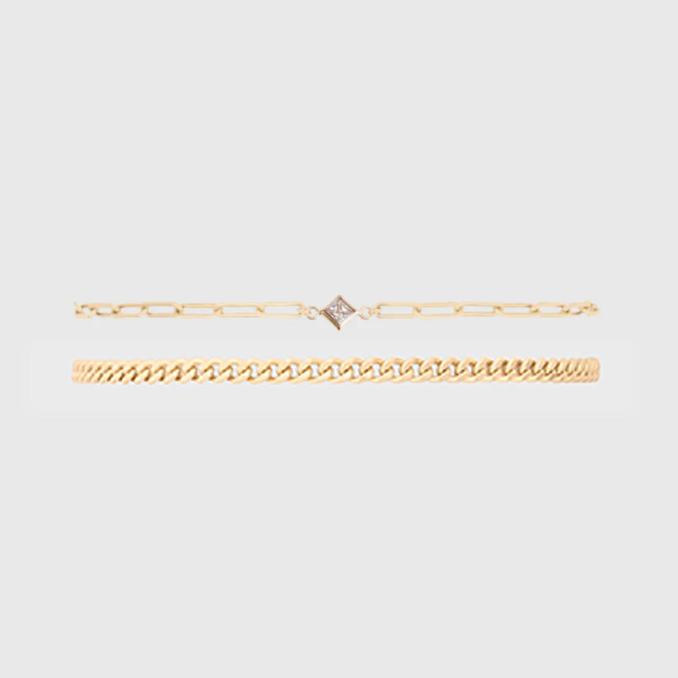Birthstone Gabi Curb Bracelet Stack | 14K Gold Filled, Bracelets, $ 128.00, A Moment Of Now™