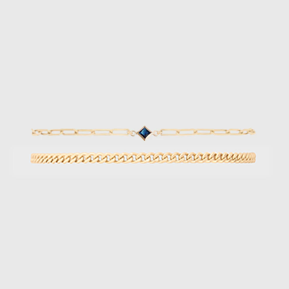 Birthstone Gabi Curb Bracelet Stack | 14K Gold Filled, Bracelets, $ 128.00, A Moment Of Now™
