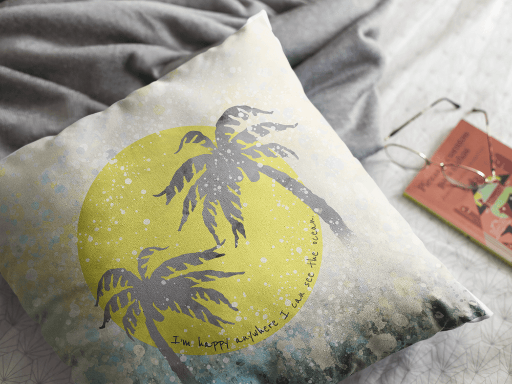 Watercolor Tropical Ocean Palm Tree Decorative Accent Throw Pillow Cushion, Throw Pillows, $ 55.00, A Moment Of Now™