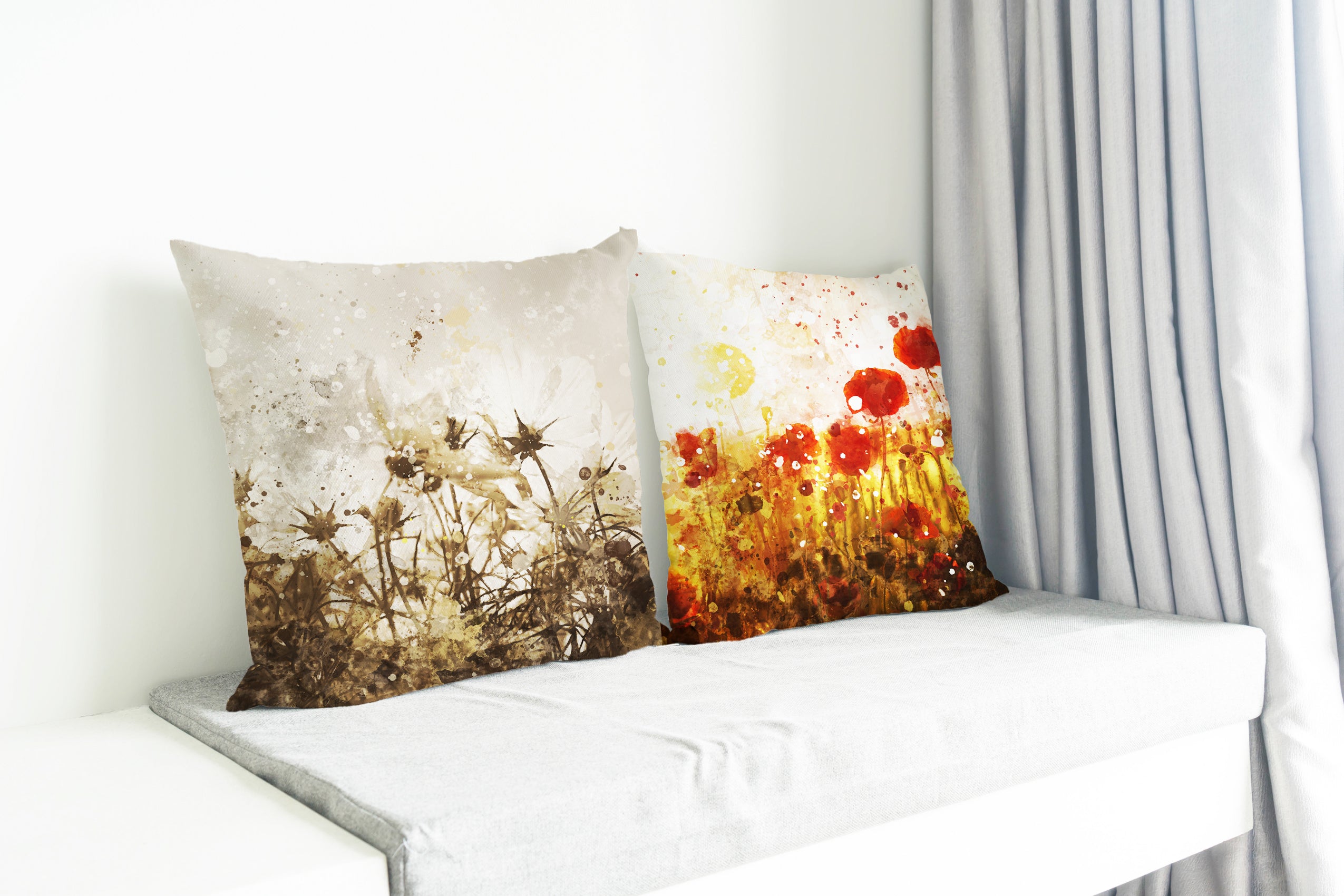 Shop A Whisper of Wildflowers Watercolor Decorative Throw Pillow Cushion, Throw Pillows, USA Boutique