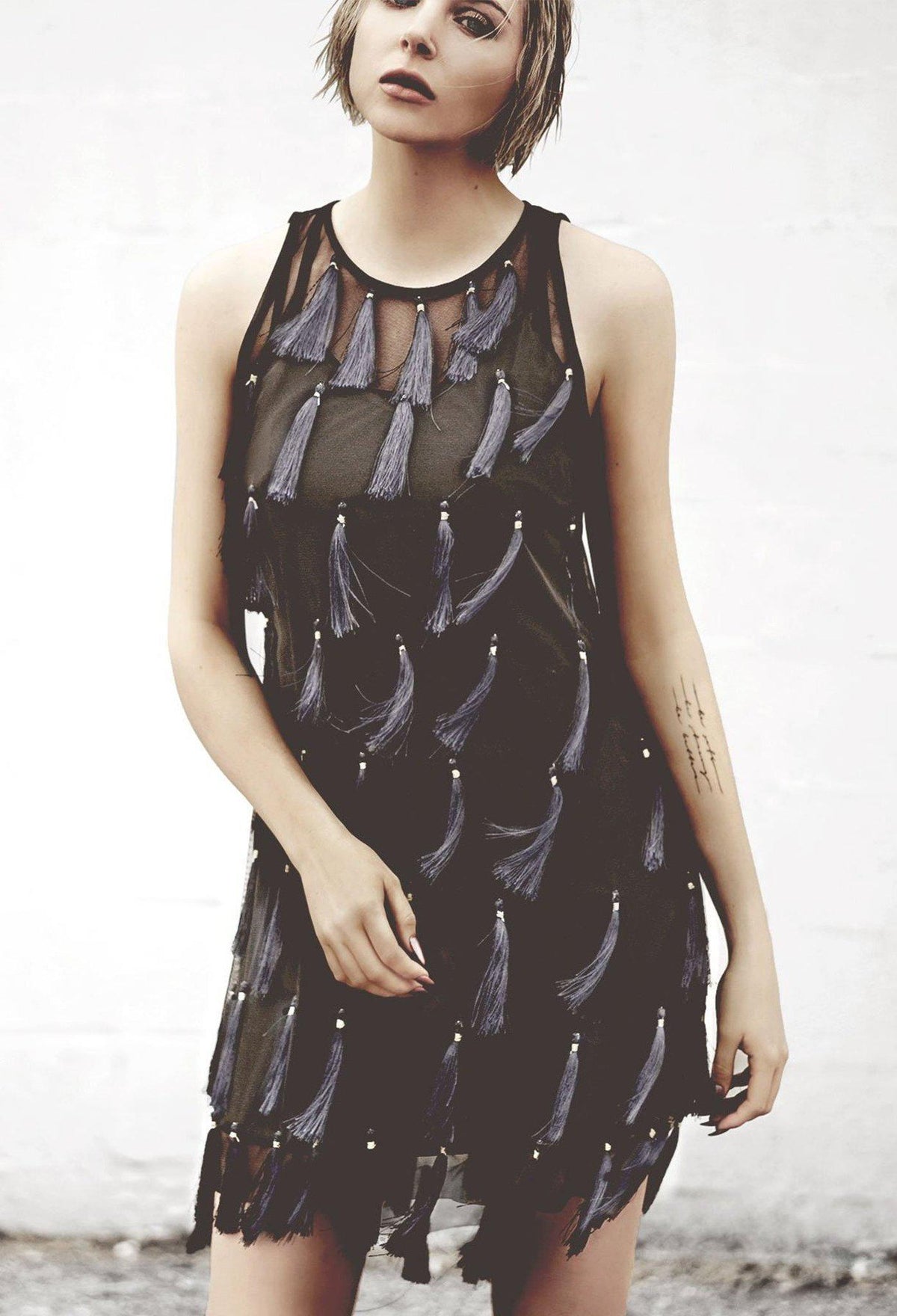 Flapper Chic Tassel Dress in Black + Sapphire | Boutique In USA, Dresses, $ 198.00, A Moment Of Now™