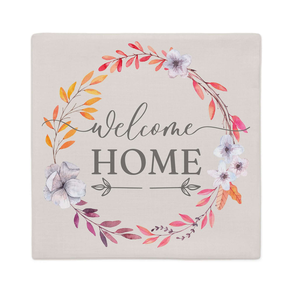 Welcome Home Spring Floral Wreath Throw Pillow, Throw Pillows, $ 55.50, A Moment Of Now™